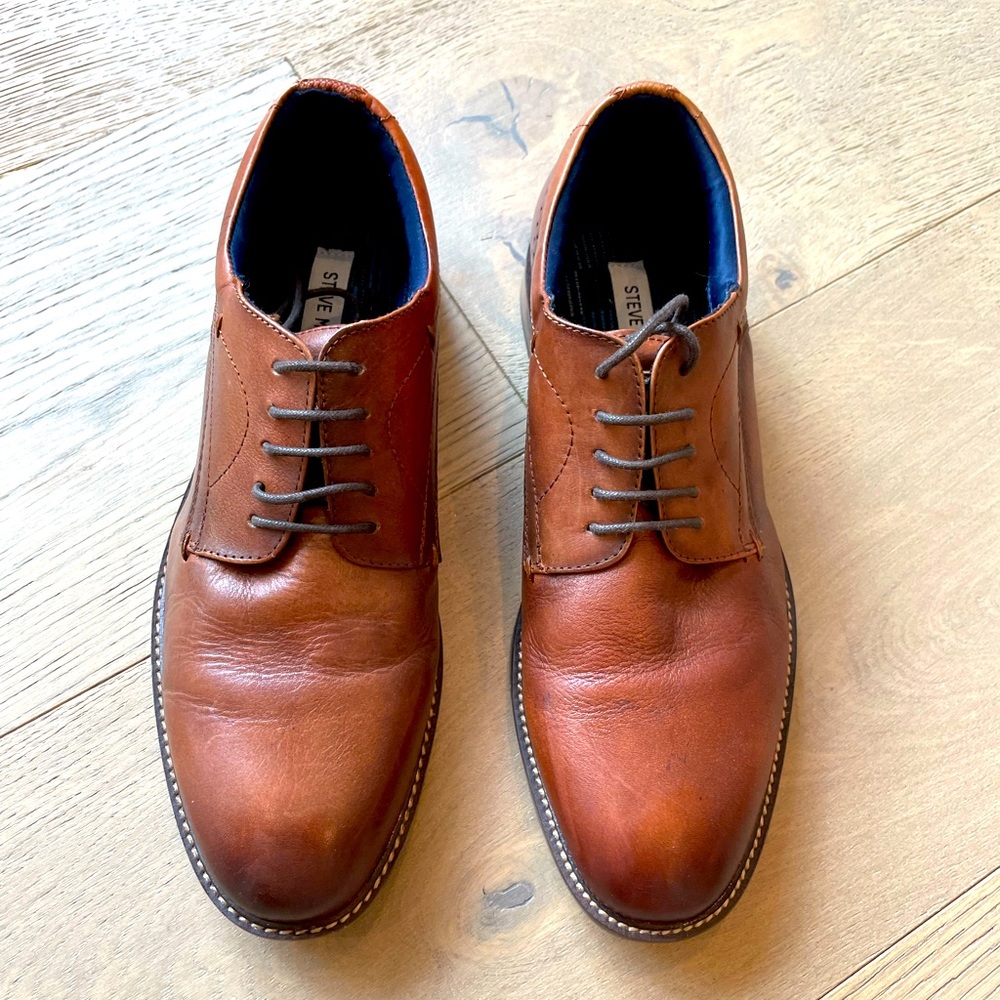 Steve Madden Men’s Tailspin Cognac Lea Dress Shoes size 8.5